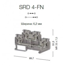 312059, Пружинная клемма серии  SRD 4-FN (Серый)  (упак 50 шт)