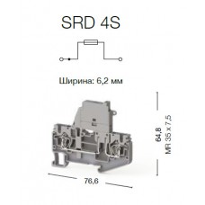 312119, Пружинная клемма серии  SRD 4S (Серый)  (упак 30 шт)