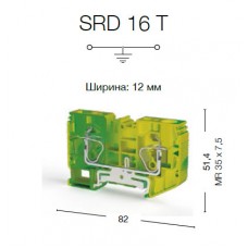 337250, Пружинная клемма серии  SRD 16T (Желто-Зеленый) Земля (упак 30 шт)