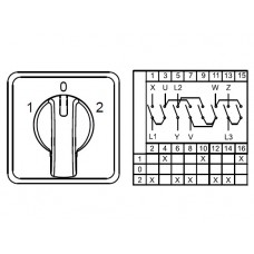 800231, CS016019S; Переключатели управления трёхфазным двухобмоточным двигателем (1-0-2); 3 FAZ 16 A 60° (упак 1 шт)